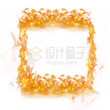 一个燃烧着的火焰火圈方框文本框信息框插画7653007免抠图片素材
