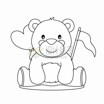 坐着的卡通小熊简笔画儿童插画png图片免抠矢量素材