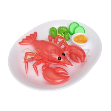餐盘中的大龙虾美味海鲜3D模型9486437PSD免抠图片素材