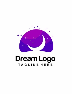 紫色半圆背景和月亮象征梦想logo设计方案png图片免抠矢量素材