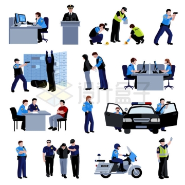 各种警察犯罪现场抓捕罪犯的插画2958315矢量图片免抠素材