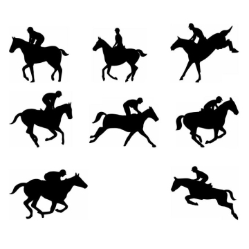 8款马术骑马运动员奥运会人物剪影7447749免抠图片素材