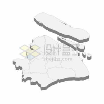 上海市地图3D立体阴影行政划分地图937910png矢量图片素材