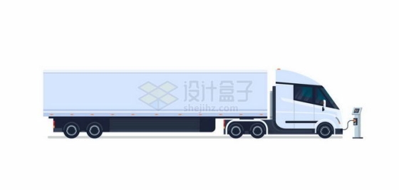 一辆正在充电桩充电的白色厢式卡车纯电动货车5502223矢量图片免抠素材免费下载