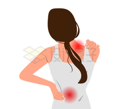 卡通女人肩膀疼腰痛背影7202167矢量图片免抠素材