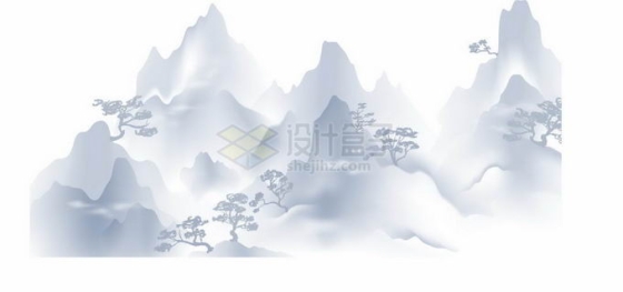  Light mountain scenery Chinese ink painting style illustration 9985561 vector pictures free download of material