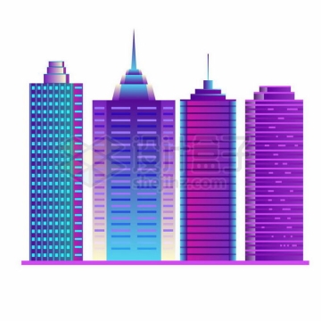 4款发光城市高楼大厦建筑物插画5702689矢量图片免抠素材