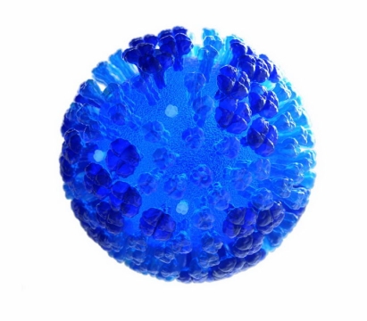 蓝色的流感病毒3D图像png图片免抠素材