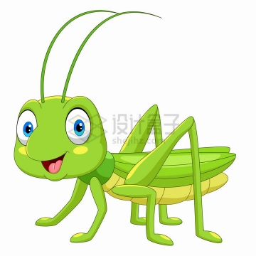 开心的蚂蚱蝗虫可爱卡通动物png图片免抠矢量素材