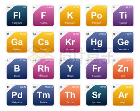 20款彩色碱性金属稀土元素符号原子量等信息2328540矢量图片免抠素材