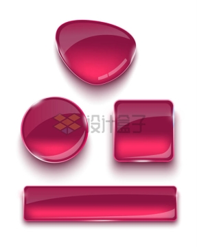 4种红色的玻璃质感按钮5777997矢量图片免抠素材