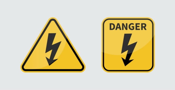 三角形和正方形小心带电小心有电小心触电提示牌警告标志警示标牌图片免抠矢量素材