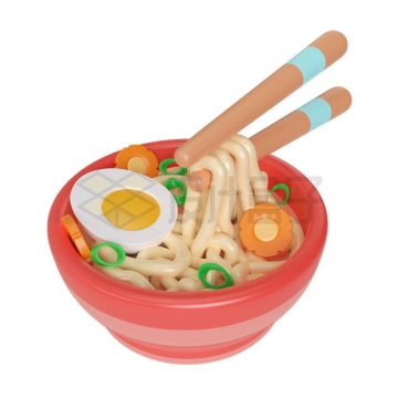 卡通筷子和一碗面条美味美食3D模型7701636PSD免抠图片素材