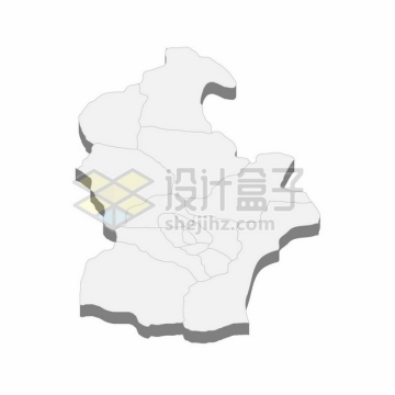天津市地图3D立体阴影行政划分地图324365png矢量图片素材
