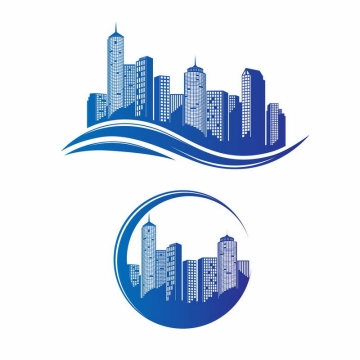 2套蓝色城市建筑logo设计方案7608710图片免抠素材