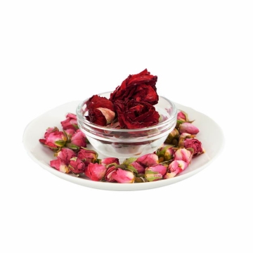 白色盘子和玻璃碗中的玫瑰花茶牡丹花茶等养生花茶424986png图片免抠素材