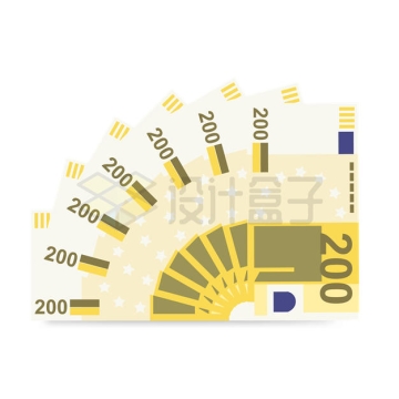 扇形的200欧元纸币钞票扁平化风格6785525矢量图片免抠素材