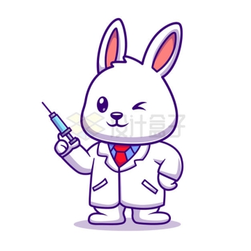 卡通小兔子医生拿着针筒2476855矢量图片免抠素材