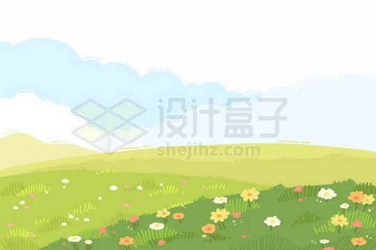 开满小花的青草地大草原风景5818298矢量图片免抠素材