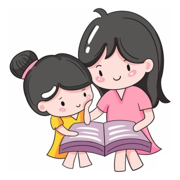 卡通妈妈正在陪伴女儿读书4767211免抠图片素材