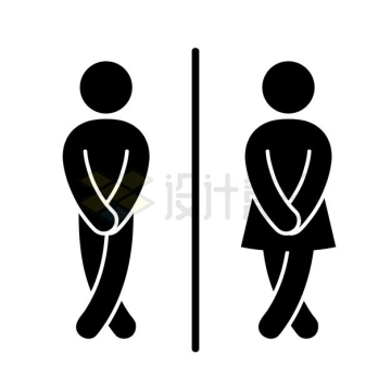 搞笑风格的男女厕所标志4151587矢量图片免抠素材