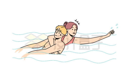 卡通女人抢救溺水者插画3246010矢量图片免抠素材