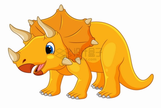 黄色三角龙恐龙可爱卡通动物png图片免抠矢量素材