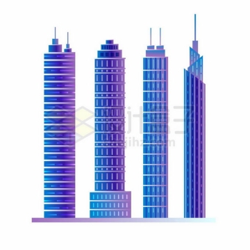 4款发光城市高楼大厦建筑物插画4655133矢量图片免抠素材