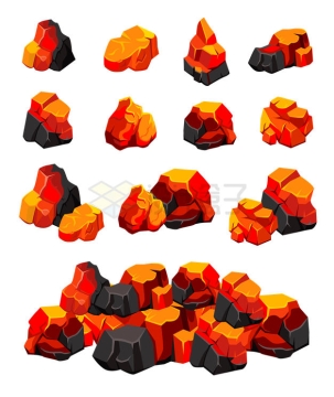 各种卡通红色石头火山石3030841矢量图片免抠素材