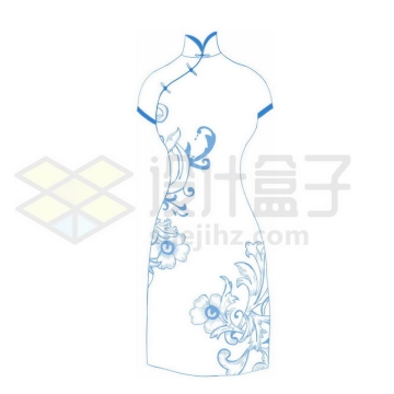 青花瓷图案的旗袍中国传统服装8579386图片素材下载