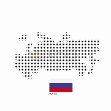 黑色圆点组成的俄罗斯地图和国旗图案png图片素材