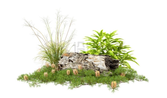  3D rendering of grass and dead tree stumps on the grass 3497622PSD free cutting picture material