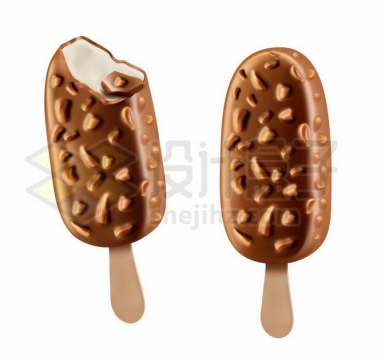 被咬了一口的巧克力花生冰淇淋冰棍冷饮8944656矢量图片免抠素材免费下载