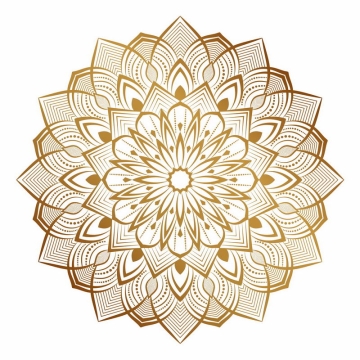 复古风格的复杂金色蔓藤花纹宗教花朵图案5714536矢量图片免抠素材