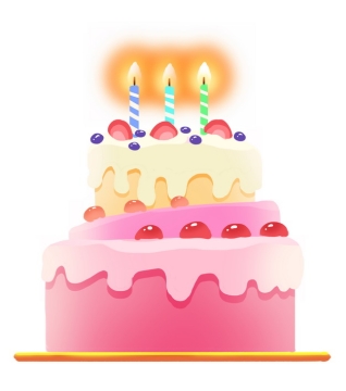 粉红色的卡通生日蛋糕和蜡烛图片免抠素材438153