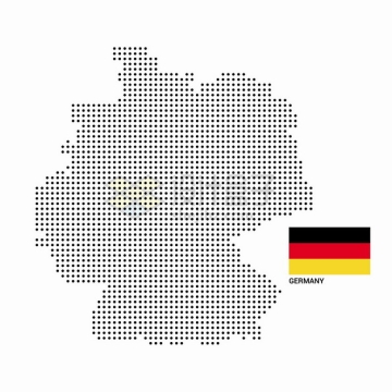 黑色圆点组成的德国地图和国旗图案png图片素材
