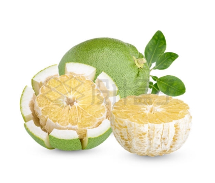 剥开切开的三颗柚子美味水果1750227PSD免抠图片素材