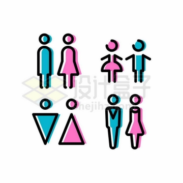 简约线条风格男女公共厕所标志6172979矢量图片免抠素材