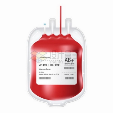 逼真的塑料血袋AB型血医疗用品png图片免抠矢量素材