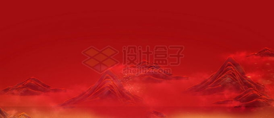 中国风红色山水画背景6872645图片素材下载