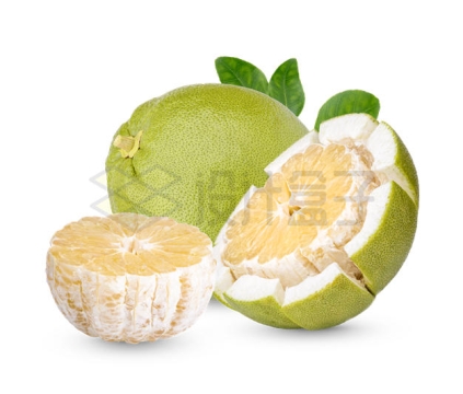 剥开切开的三颗柚子美味水果6706205PSD免抠图片素材