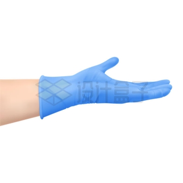 伸出戴着蓝色医用橡胶手套的手6376758矢量图片免抠素材