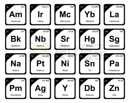 20款碱性金属稀土元素符号原子量等信息2393560矢量图片免抠素材
