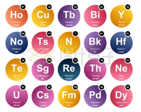 20款彩色碱性金属稀土元素符号原子量等信息2118165矢量图片免抠素材