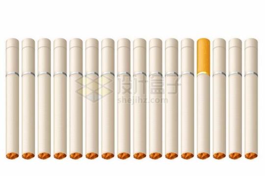 整整齐齐的一排香烟有一支过滤嘴颜色不同8487779矢量图片免抠素材