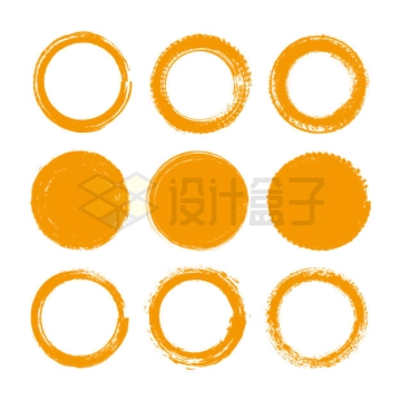 9款金色毛笔画涂鸦圆圈圆环装饰3297841矢量图片免抠素材