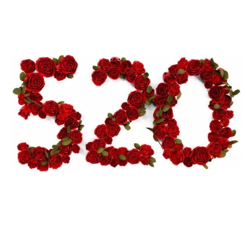 红色玫瑰花组成的520情人节告白日艺术字体2672141PSD免抠图片素材