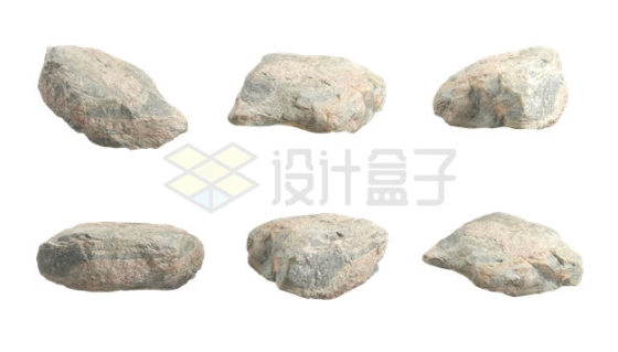  Six grayish white stone 3D rendering pictures 8801810PSD cut free picture materials