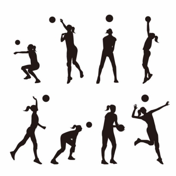 8款打排球的女排运动员奥运会人物剪影3492912矢量图片免抠素材