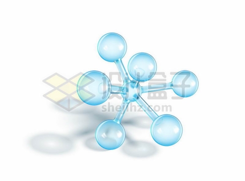3D立体风格蓝色玻璃球水晶球组成的分子结构8449477图片免抠素材